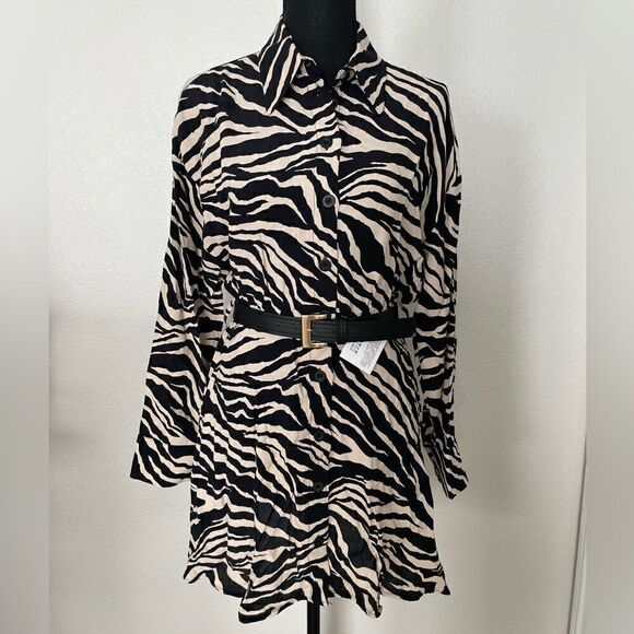 NWT Zara Belted Animal Print Dress - Picture 1 of 13